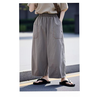 断码半价!夏款卡其灰棉布轻盈干爽舒适轻户外松紧腰萝卜裤