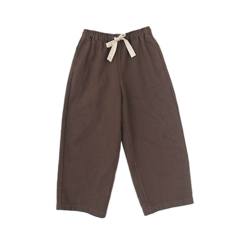 欢喜壹旧   春款摩卡咖纯棉松紧腰宽松气质萝卜裤休闲长款