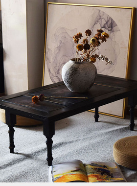 黑不二|老木茶几\侘寂中古复古风全实木圆形设计师民宿客厅茶桌