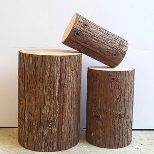 仿真木桩天然杉皮树桩圆木墩空心杉木桩婚庆路引原木带皮木桩道具