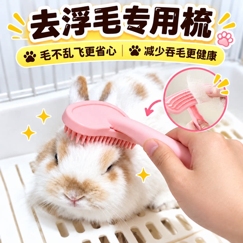 硅胶梳按摩去浮毛梳子兔子梳毛龙猫豚鼠土拨鼠鼠荷兰猪专用刮毛器