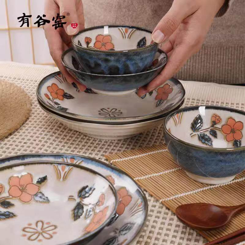 日本进口陶瓷餐具蓝赤花系列图片