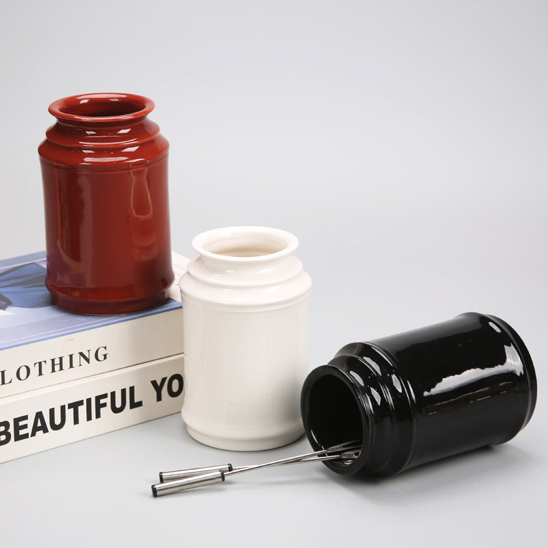 厨房用品陶瓷直桶收纳罐餐具盒筷子筒桌面家居摆件置放架软装饰品