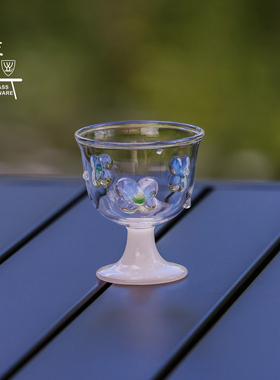 雅雅玻璃玉琼花系列高硼硅耐高温茶具马上杯灯工工艺手工吹制茶杯