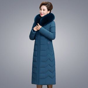 中老年羽绒棉服女装超长款过膝妈妈冬季新款加厚棉衣加肥加大棉袄