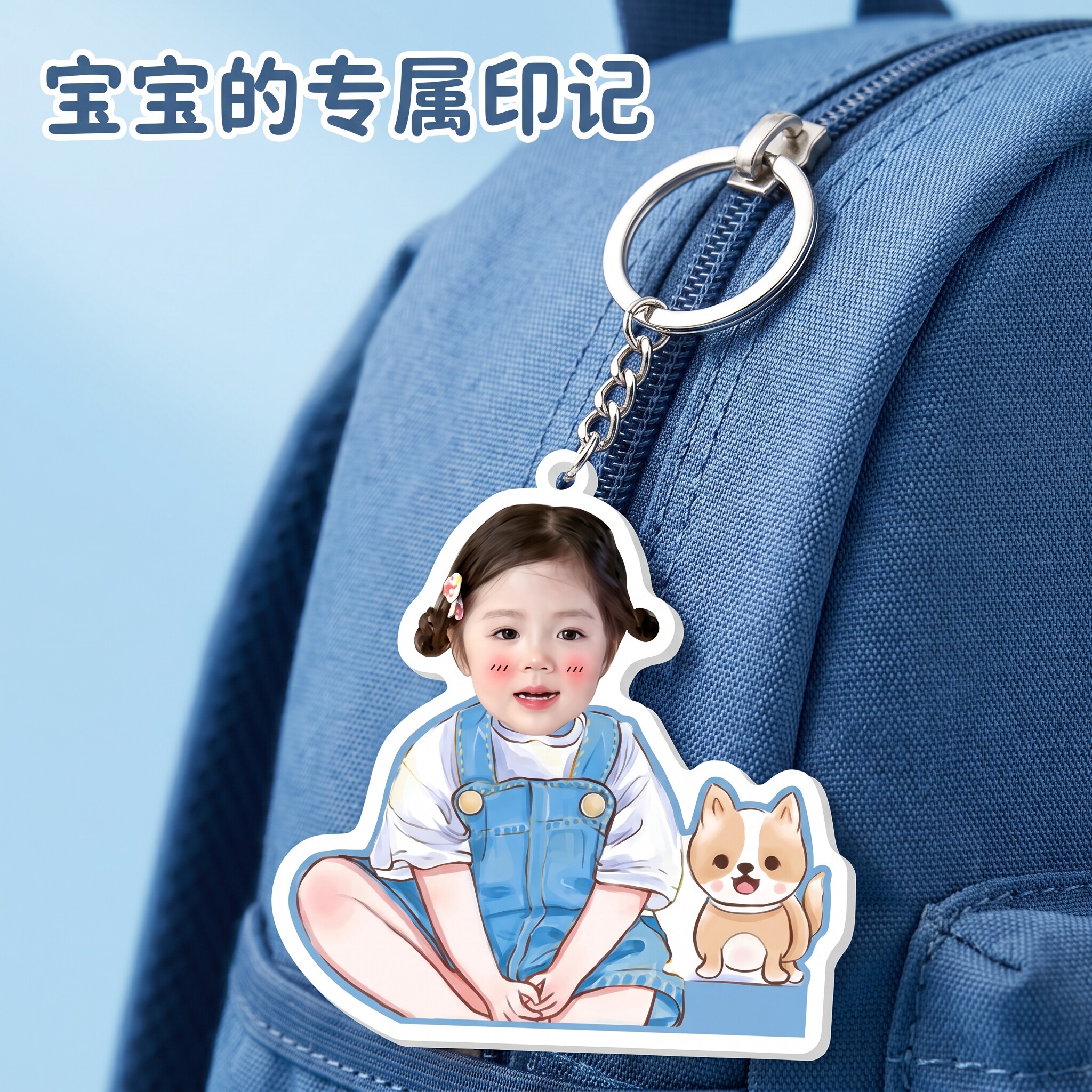 可爱宝宝照片定制钥匙扣图片