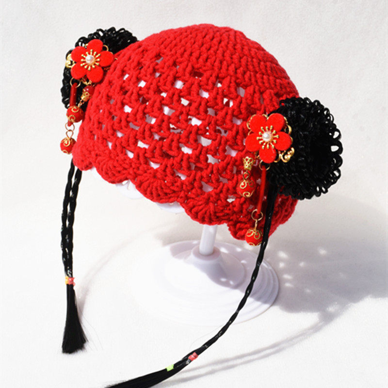 纯棉毛线帽子无檐中国风