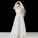 出门纱0 抹胸显瘦公主A摆齐地旅拍森系网红款 法式 缎面婚纱2025新款