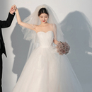 森系 简约抹胸齐地公主蓬蓬裙超仙旅拍纱网红款 法式 轻婚纱2025新款