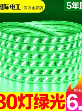 绿色灯带LED绿光灯装修装饰户外防水招牌店招门头220V贴片软灯条