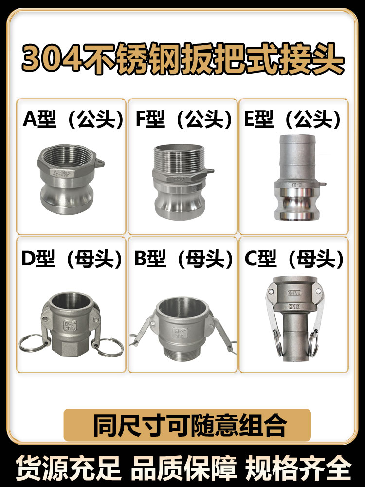 速立通国产扳把式接头304不锈钢