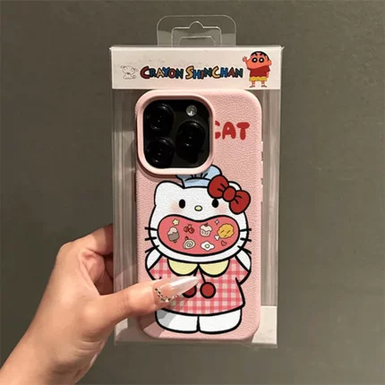 手机壳161213荔枝纹趣味贪吃苹果适用软壳卡通kt猫iPhone14PROMAX
