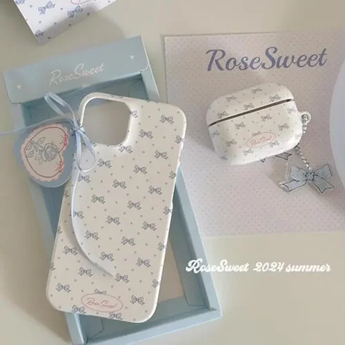 心事手机壳蓝色苹果16的波点RoseSweet蝴蝶结｜韩国设计菲林