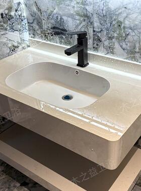 通体岩板洗手盆圆角无缝洗脸盆卫生间浴室柜组合洗漱台酒店同款