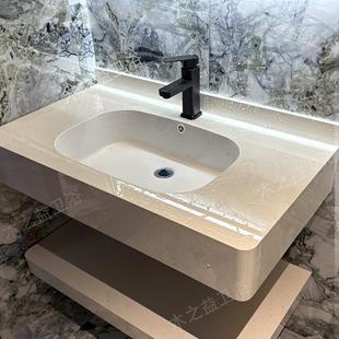 通体岩板洗手盆圆角无缝洗脸盆卫生间浴室柜组合洗漱台酒店同款