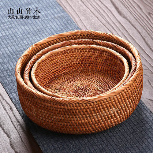 藤编果盘茶点盒果盘手工越南