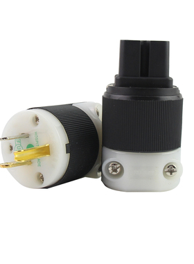 全新荷宝 HUBBELL 8215C(胡贝尔)美标音响用电源插头/插尾 一套