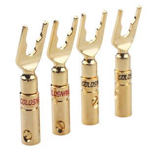 免焊接镀金音箱功放插头hifi香蕉头喇叭接线头Y插头u型插头