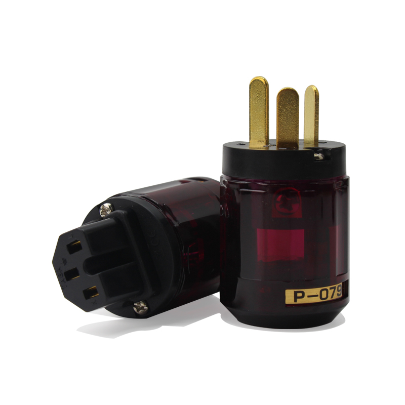 声弦欧亚德079镀金美标国标电源线插头尾插 hifi音响电源头配件