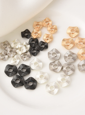 保色电镀厚银波浪纹隔珠手工diy珍珠手链白金隔片枪黑色手串材料