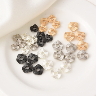 保色电镀厚银波浪纹隔珠手工diy珍珠手链白金隔片枪黑色手串材料