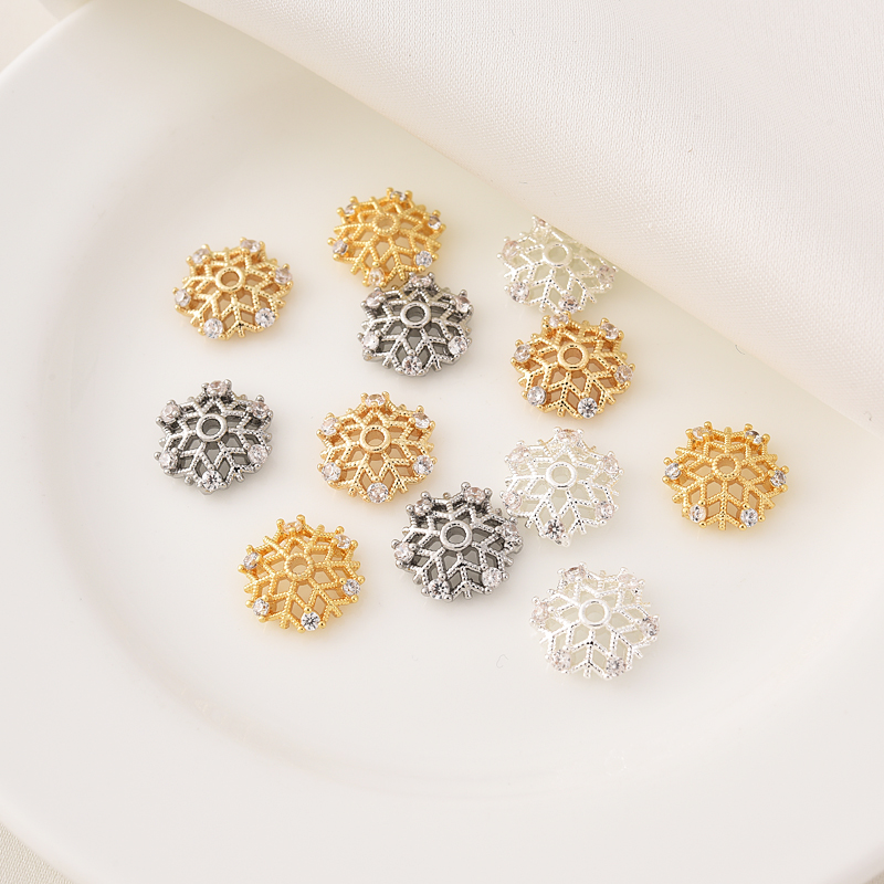 14K包金保色镶锆石花托