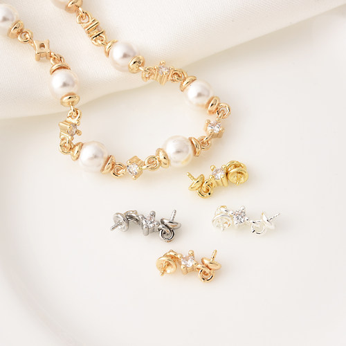 铜镀18K金高保锆石双头链接器