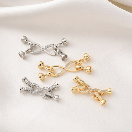 铜镀18K真金保色8字双排子母扣