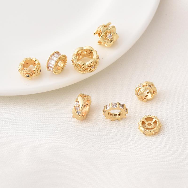 14K包金锆石花托隔珠材料