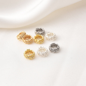 14K包金保色镶锆蕾丝花环隔珠手工diy手链项链白金银色跑环材料