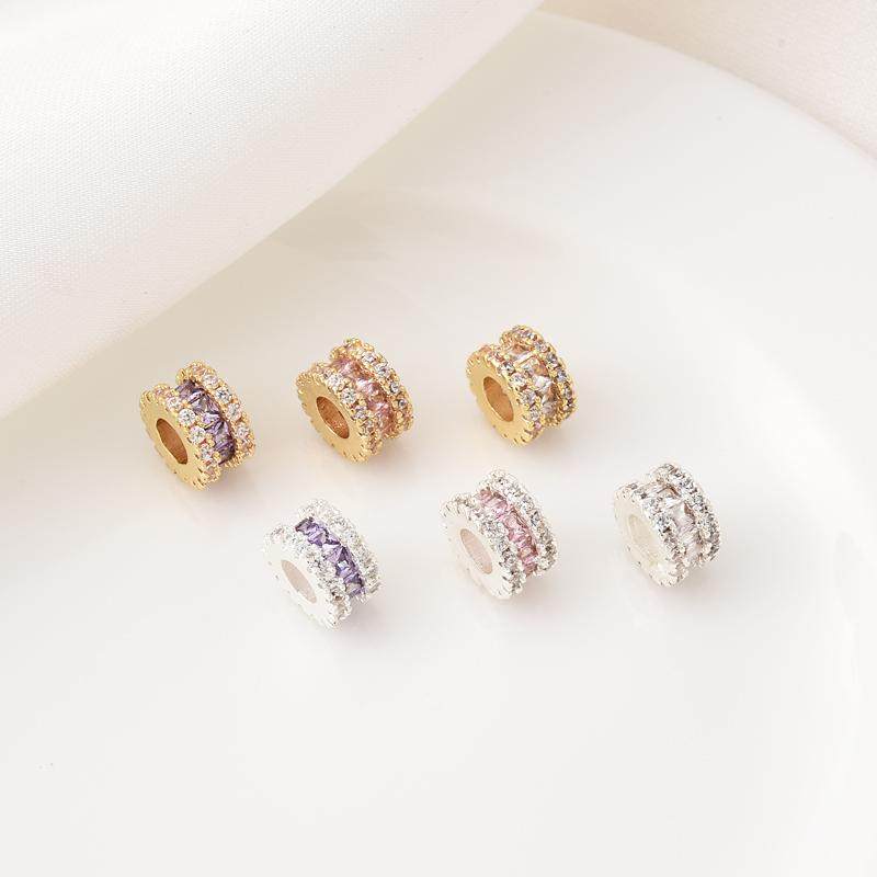 14K包金保色镶锆石车轮珠手工diy手链项链电镀厚银粉锆隔珠材料,饰品/流行首饰/时尚饰品新,其他DIY饰品配件,淘宝优惠券,粉丝福利购,淘宝优惠卷