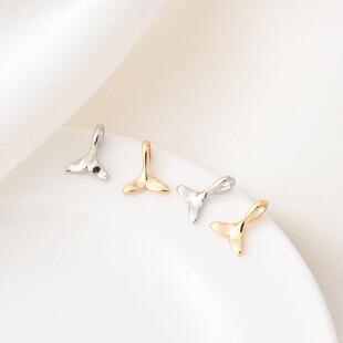 铜镀14K真金高保光面美人鱼尾吊坠手工diy手链项链小挂件吊饰材料