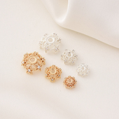 铜镀14K金镶锆五角星花托手工diy手链大花帽隔珠饰品配件珠托材料