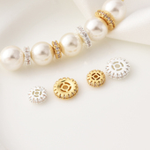 铜镀18K金高保镶锆石平面隔珠手工diy手链项链厚银色车轮珠隔片