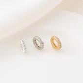 14K包金镶锆石大孔车轮珠手工diy珍珠手链项链手串电镀白金银隔珠