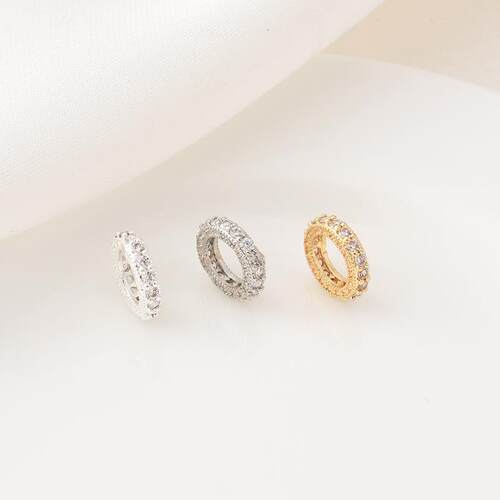 大孔车轮隔珠14K包金镶锆石