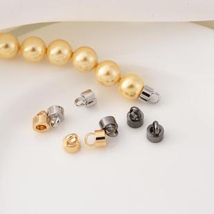 14K包金保色立体收尾藏线圈手工diy珍珠手链项链白金色连接闭口环