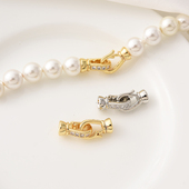 高保14K包金镶锆石挂钩扣手工diy手链收尾扣项链连接扣白金珍珠扣