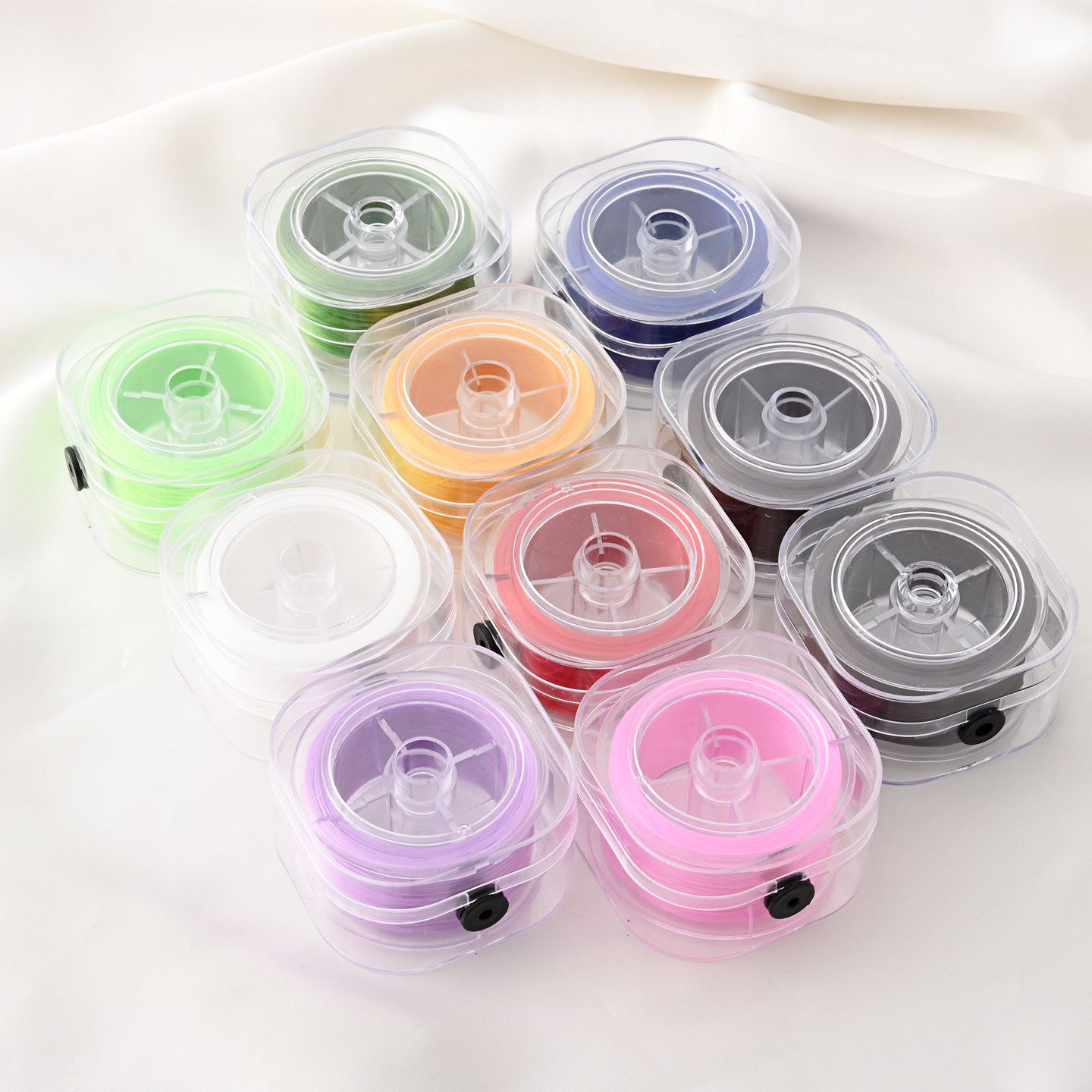 盒装多股彩色扁弹力线手工diy珠宝古玩串珠皮筋线耐磨手绳松紧线