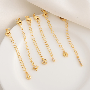 铜镀18K金高保太阳花延长链尾链手工diy手链项链龙虾扣加长调节链