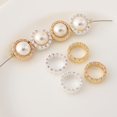 铜镀14K镶双面锆石套珠圈隔珠