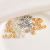 14K包金保色花瓣款 镂空花托隔珠托手工diy手链串珠电镀银花帽配件