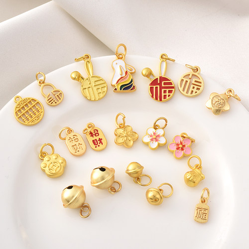 18K古法金哑金保色小挂件吊饰