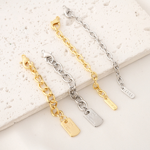 高保铜镀18K真金大吊牌尾链含龙虾扣手工diy手链项链收尾延长链条