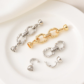 高品质铜镀18K真金镶锆小号双环珍珠扣手工diy手链项链收尾子母扣