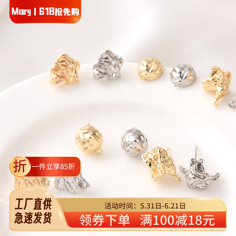 14K包金保色巴洛克风格带吊耳钉手工diy耳环耳饰材料925纯银耳针