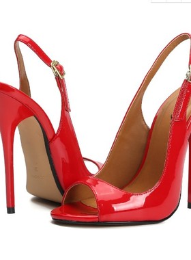 13厘米 黑色 红色 舞台演出 夜店夜场 性感大码鱼嘴女凉鞋37-48码