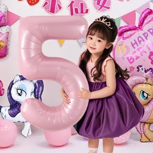 32寸数字气球儿童粉色女孩宝宝周岁生日派对装饰场景简单布置道具