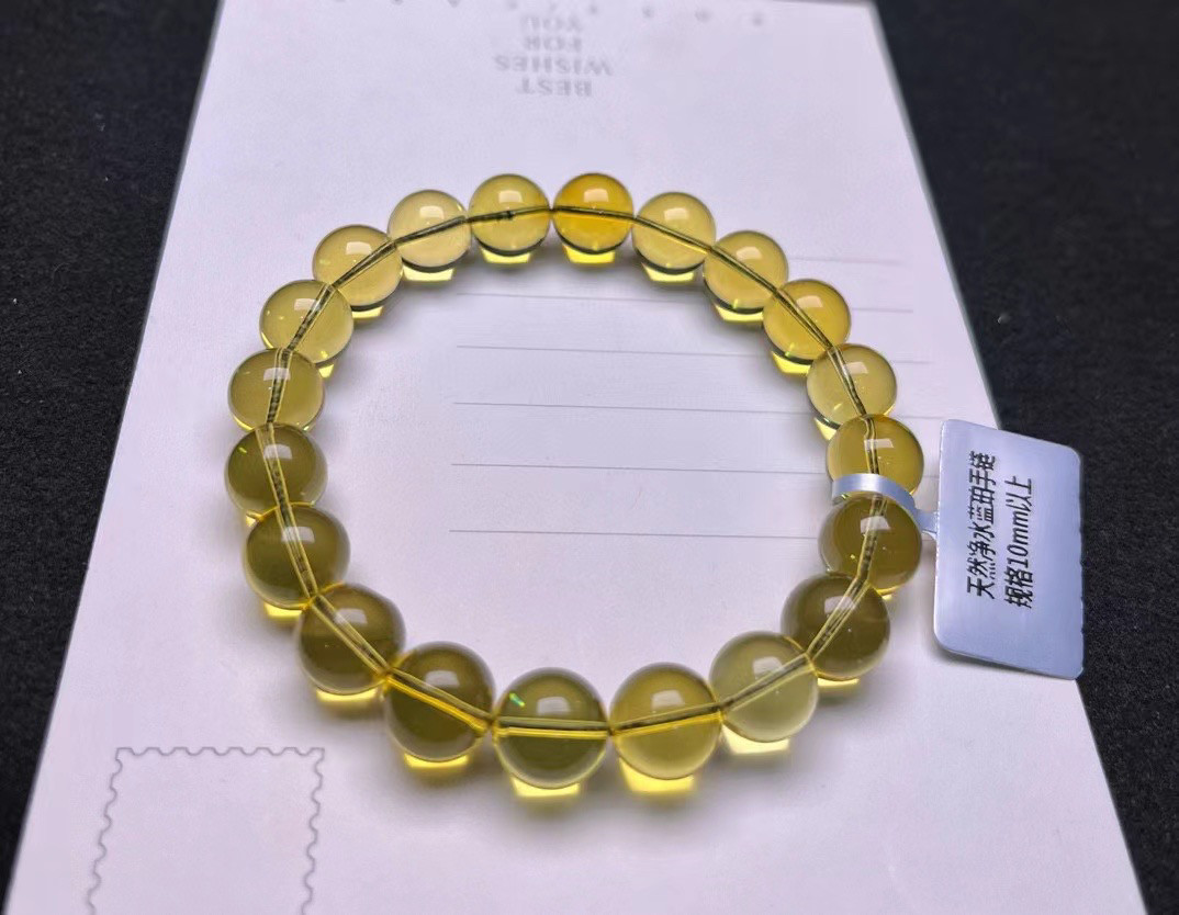 100%天然原矿正品保真净水蓝珀手串9.5mm金蓝珀手链女琥珀手串