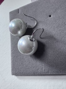 西班牙风情波西米亚超大18mm极光澳白色大点位珍珠耳环耳坠925银